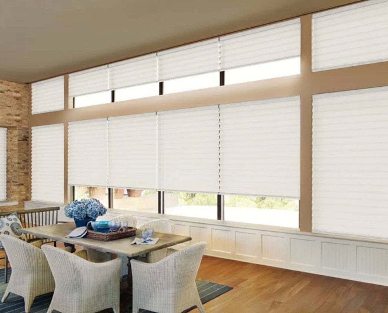 Hunter Douglas Vignette® Roman Shades in a dining room near Council Bluff, IA